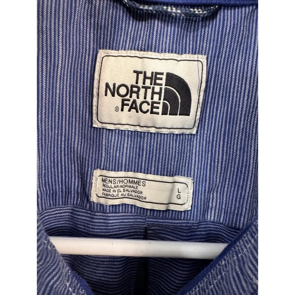 The‎ North Face Men's L Blue Button Up Shirt Short Sleeve Outdoor Casual Stripe